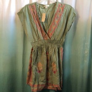 Green embroidered top